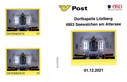 Briefmarken Seewalchen Dorfkapelle Litzlberg 1.12.21.jpg