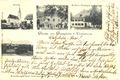 Postkarte mit Kirche, altem Schulhaus und GH Kofler