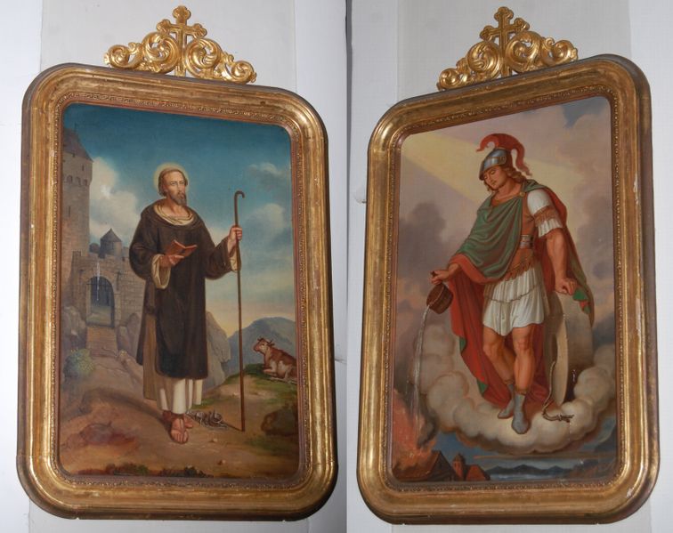 Datei:Bilder in der Kalvarienkirche in St. Georgen, hl. Florian und hl. Leonhard , sie stammen aus der Zeit von 1860-70 Collage.jpg