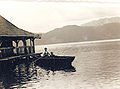 Die Verschönerungshütte mit Ruderboot 1940